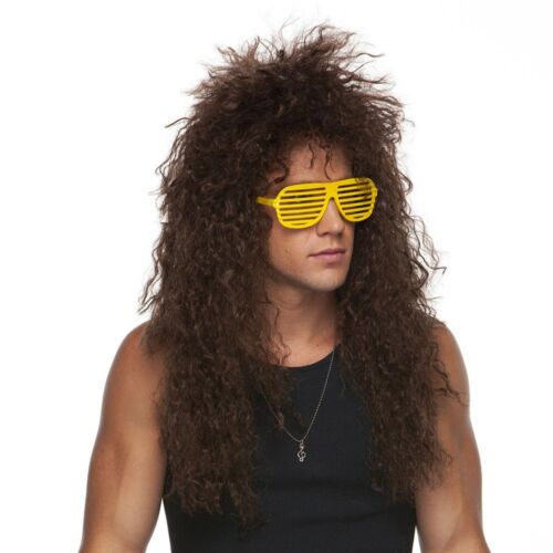 80's Heavy Metal Glam Rock Rocker Curly Jon Bon Jovi Winger Wig Brown